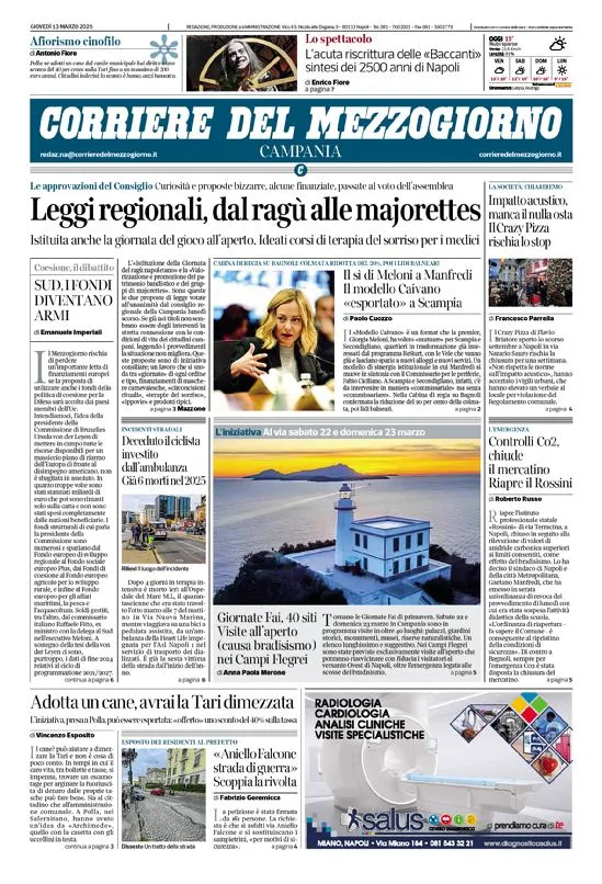 Prima-pagina-corriere del mezzogiorno-del-2025-03-13